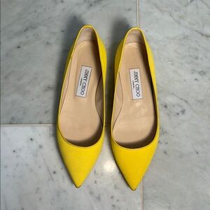 Jimmy Choo Vibrant Yellow Canvas Flats